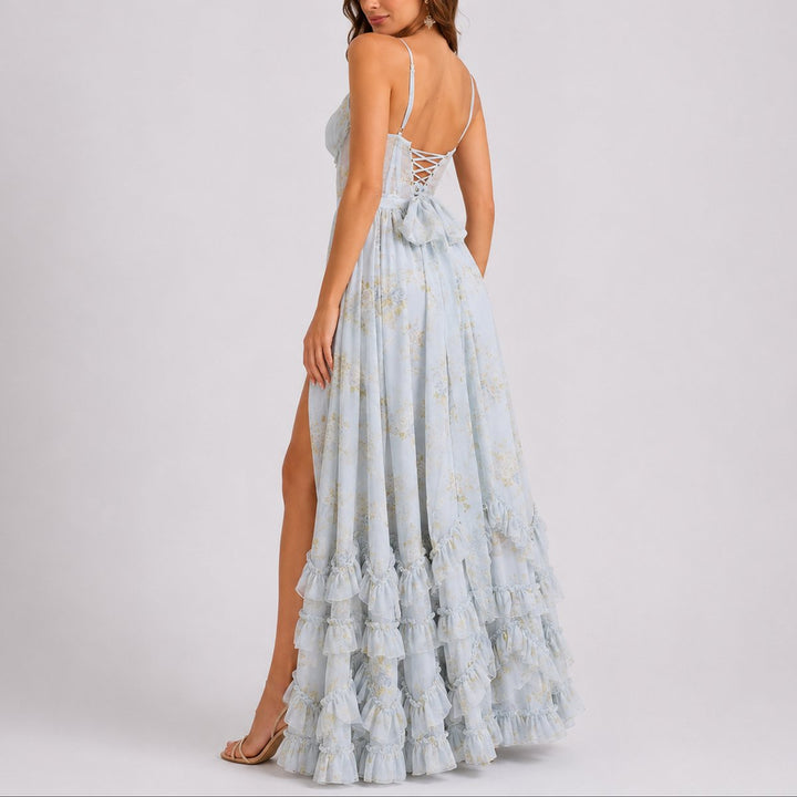 Stella | Casual Fall Wedding Floral Corset Maxi Dress