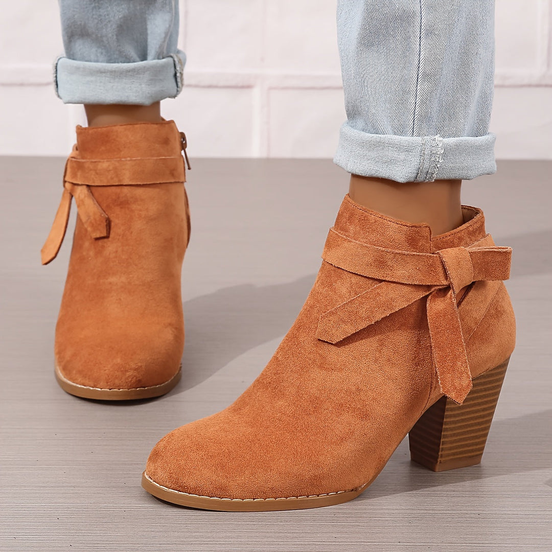 Heloise | Block Heel Ankle Boots with Bow Detail for Women