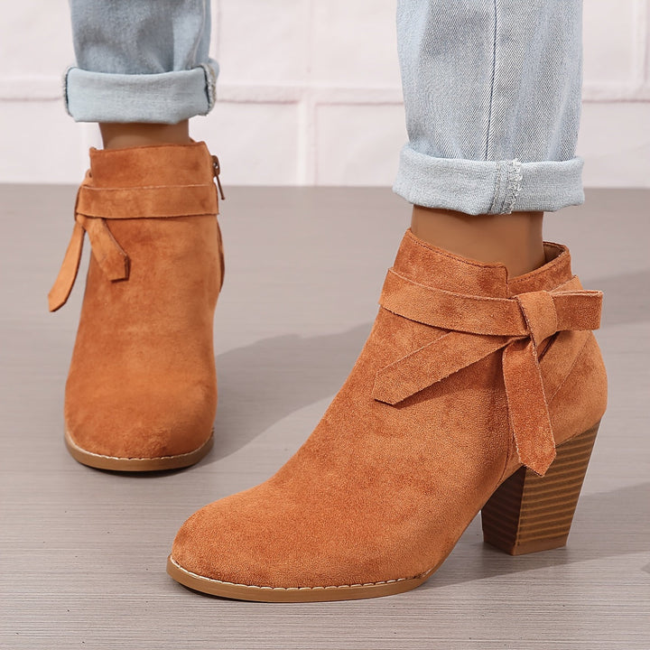 Heloise | Block Heel Ankle Boots with Bow Detail for Women