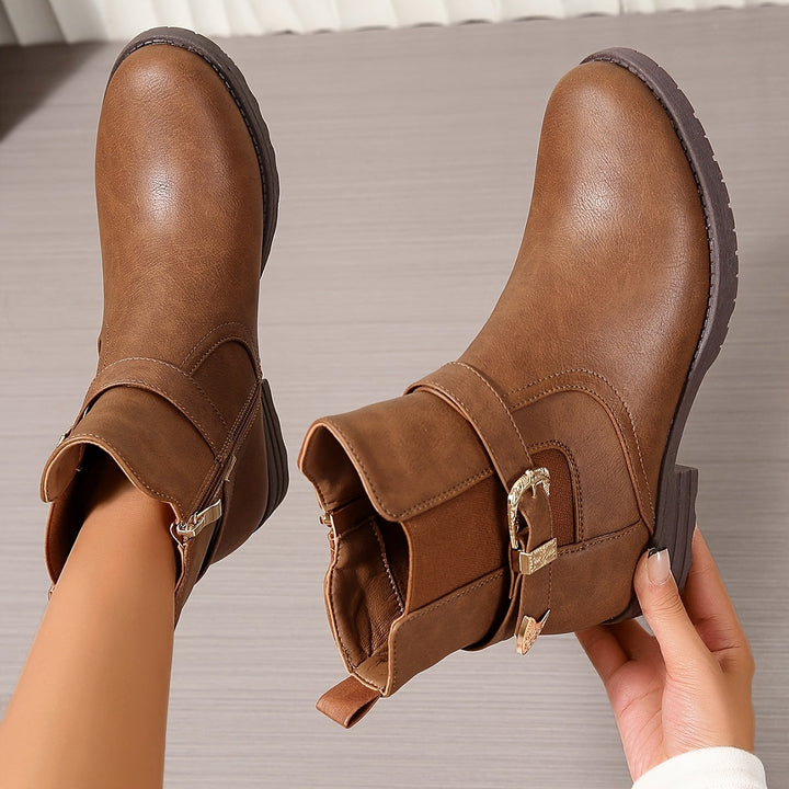 Amelia | Chic Western Buckle Ankle Boots For Everyday Style