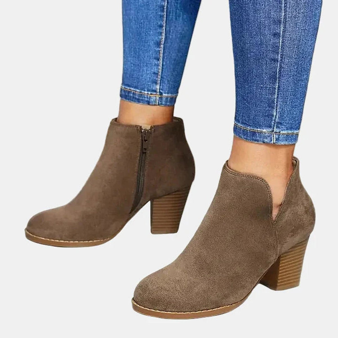 Aurora | Elegant Suede Block Heel Ankle Boots