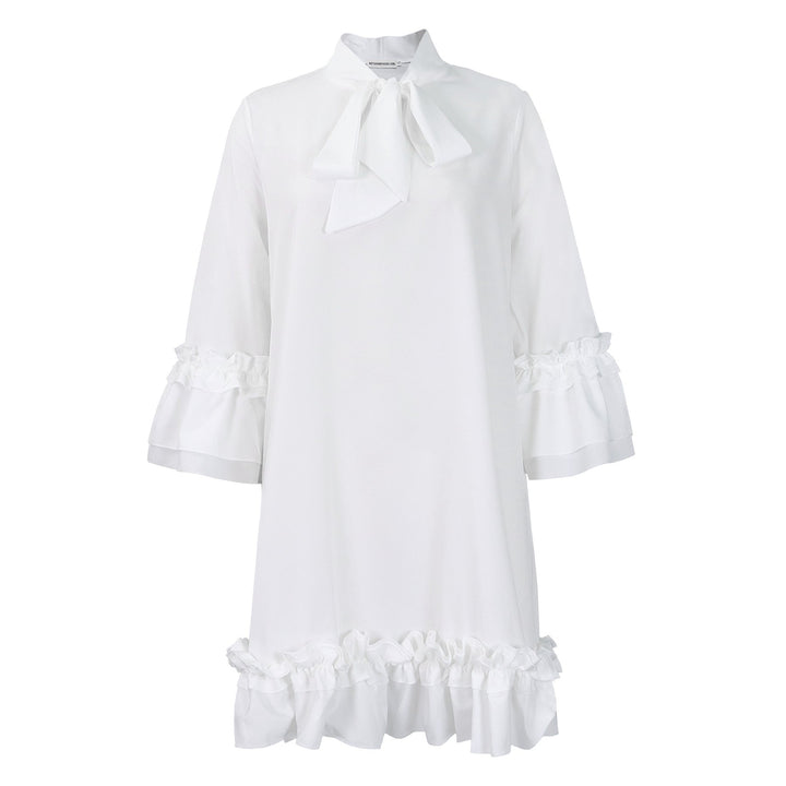 Vivienne | Elegant Bow Neck Ruffle Tunic Dress