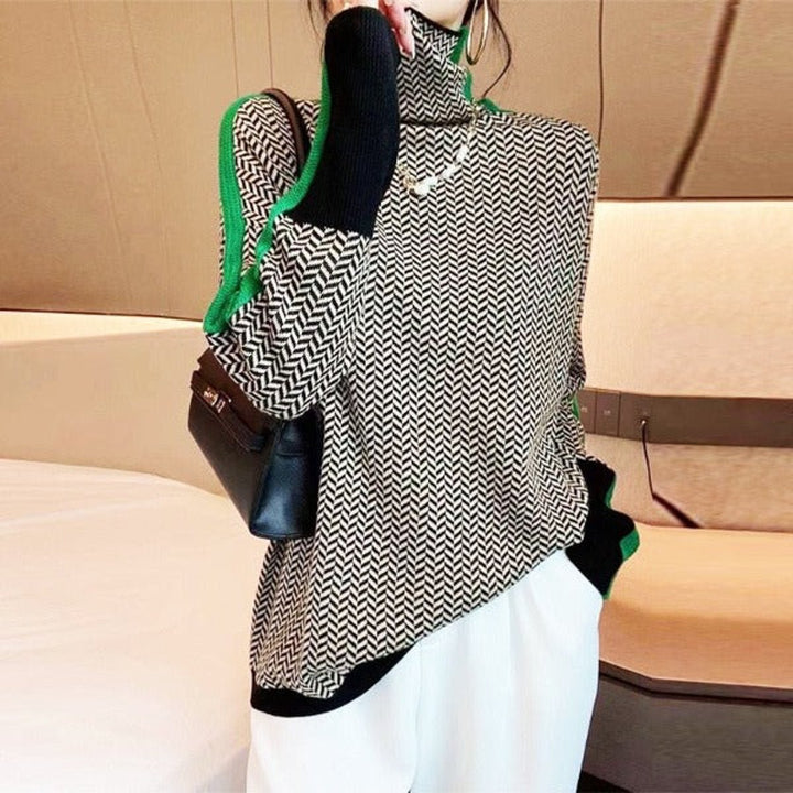 Amelie | Turtleneck Sweater – Oversized Houndstooth Style