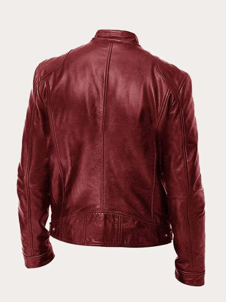 Maverick | Men's Classic Biker Jacket – Real Leather with Stand Collar