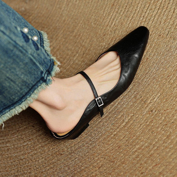 Grace | Elegant Pointed-Toe Leather Mary Jane Mules