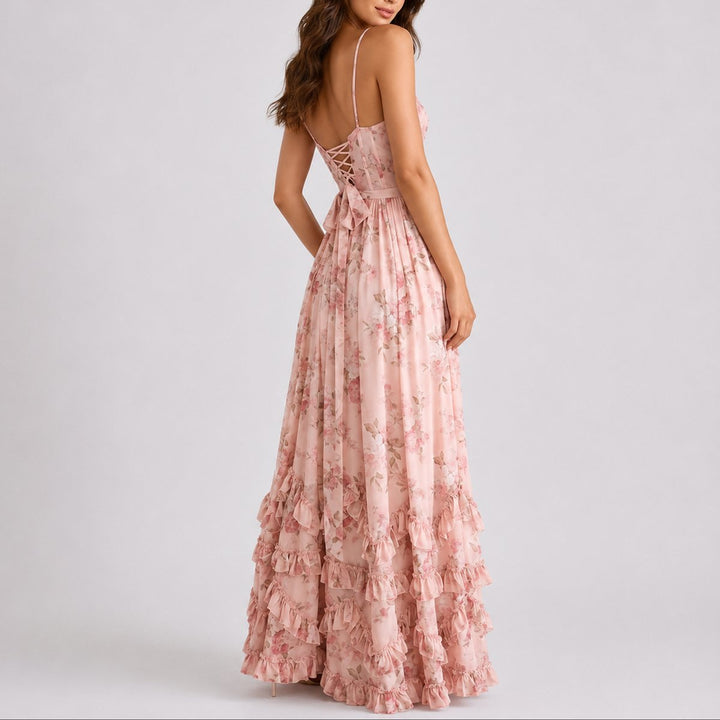 Stella | Casual Fall Wedding Floral Corset Maxi Dress