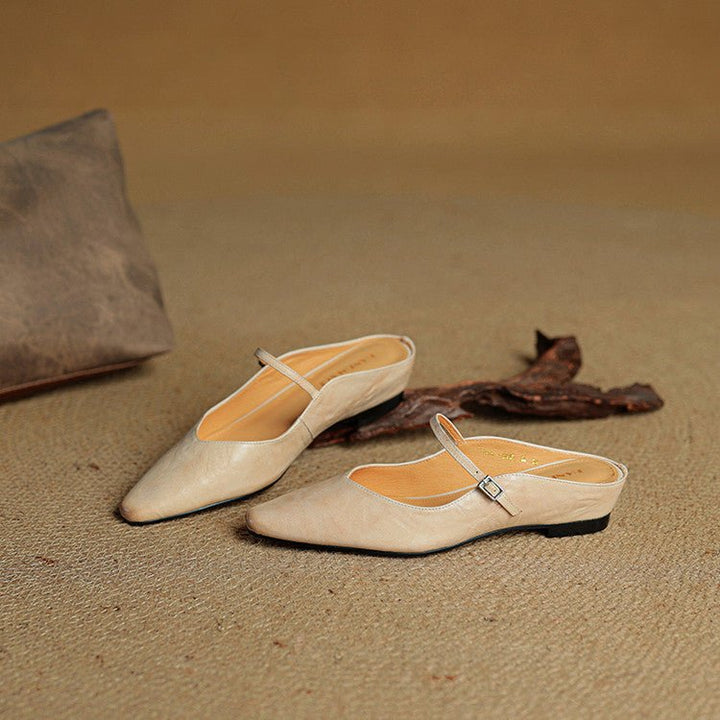 Grace | Elegant Pointed-Toe Leather Mary Jane Mules