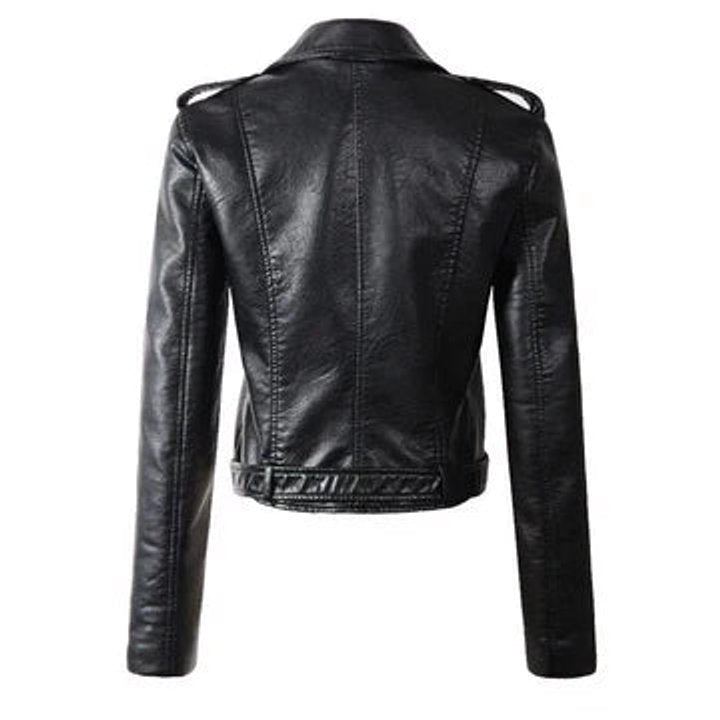 Rosie | Cropped Biker Jacket – Stylish Faux Leather for Women