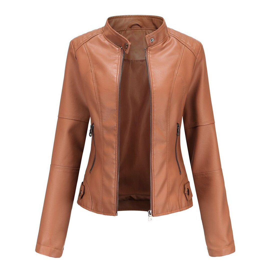 Florence | Cropped Faux Leather Jacket – Stylish Zip-Up for Women