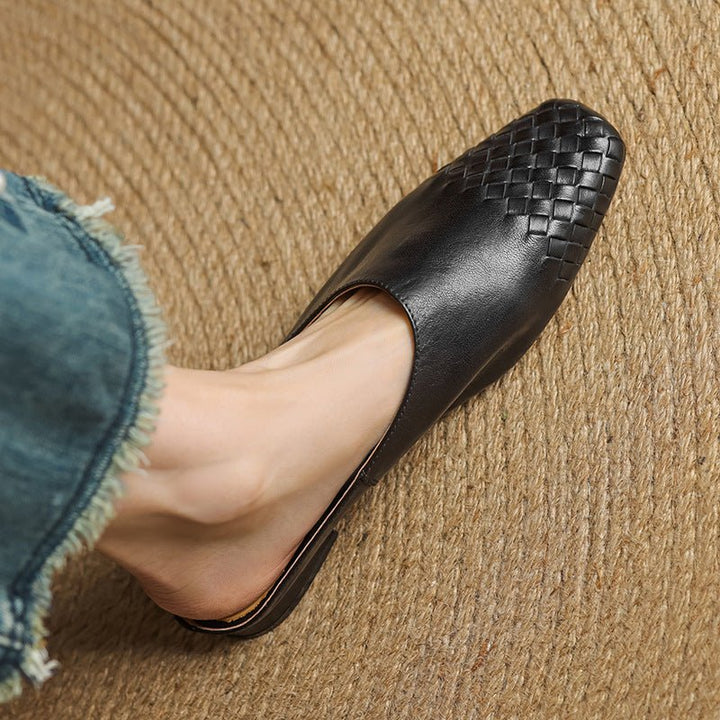 Andrea | Luxurious Leather Woven Slip-On Mules