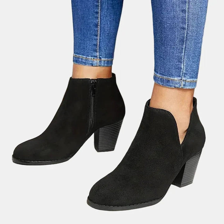 Aurora | Elegant Suede Block Heel Ankle Boots