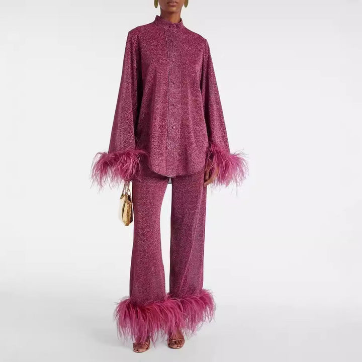 Isabella | Elegant And Relaxed Standing Collar Two Piece Set