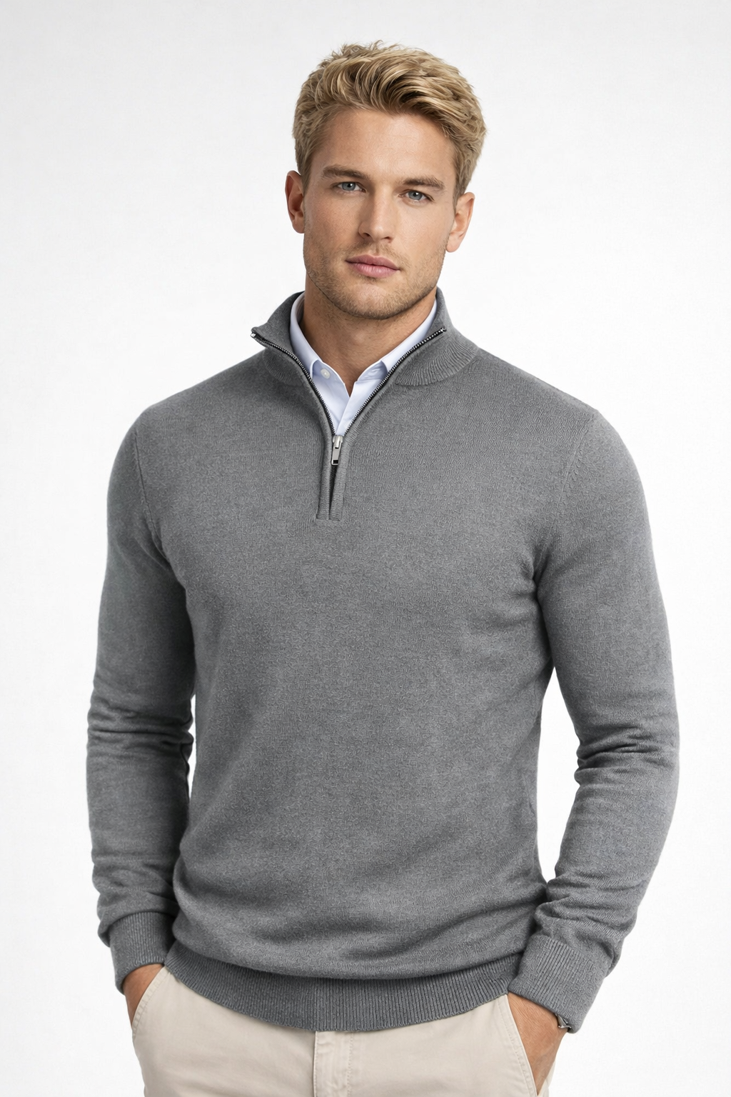 Nathan | Classic Half Zip High Neck Sweater