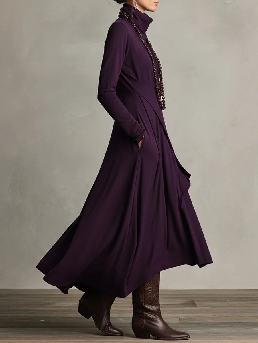 Isabella | Modern Long-Sleeved Dress with Asymmetrical Maxi Hem