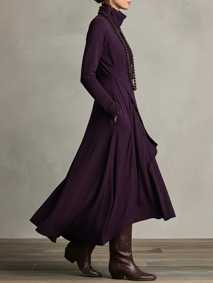 Isabella | Modern Long-Sleeved Dress with Asymmetrical Maxi Hem