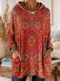 Vivian | Artistic Ethnic Print Relaxed Hoodie