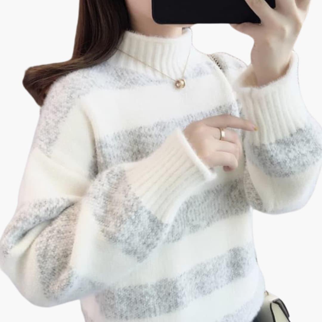 Sarina | Sweater with Roll Neck and Striped Design for Women