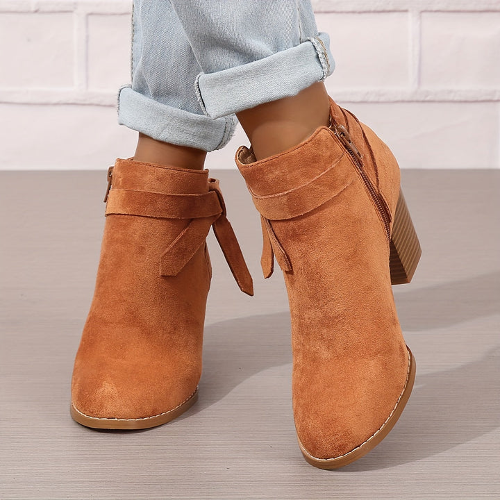 Heloise | Block Heel Ankle Boots with Bow Detail for Women