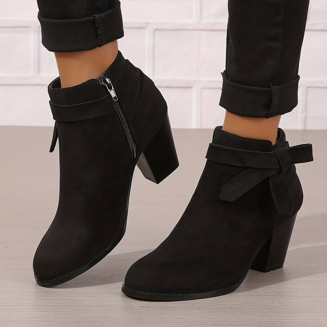 Heloise | Block Heel Ankle Boots with Bow Detail for Women