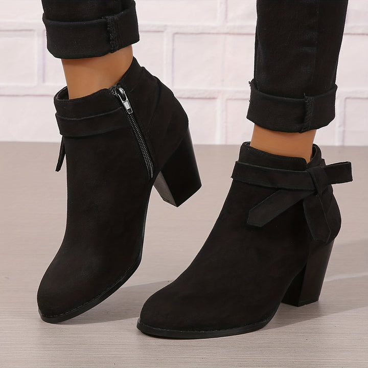 Heloise | Block Heel Ankle Boots with Bow Detail for Women