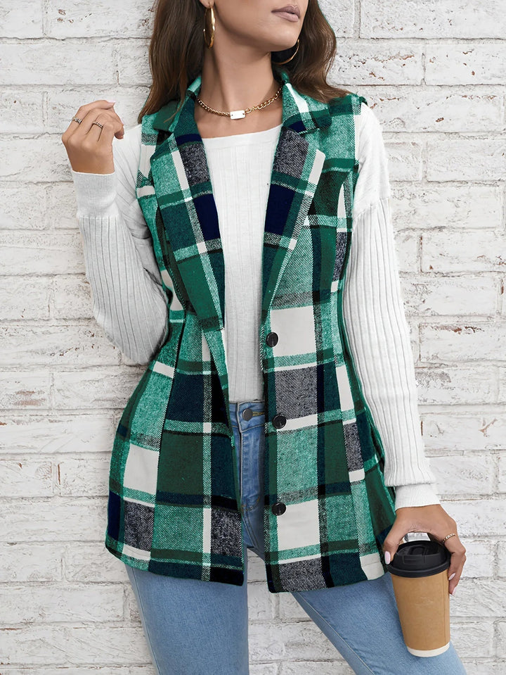 Victoria | Sophisticated And Cozy Plaid Longline Vest