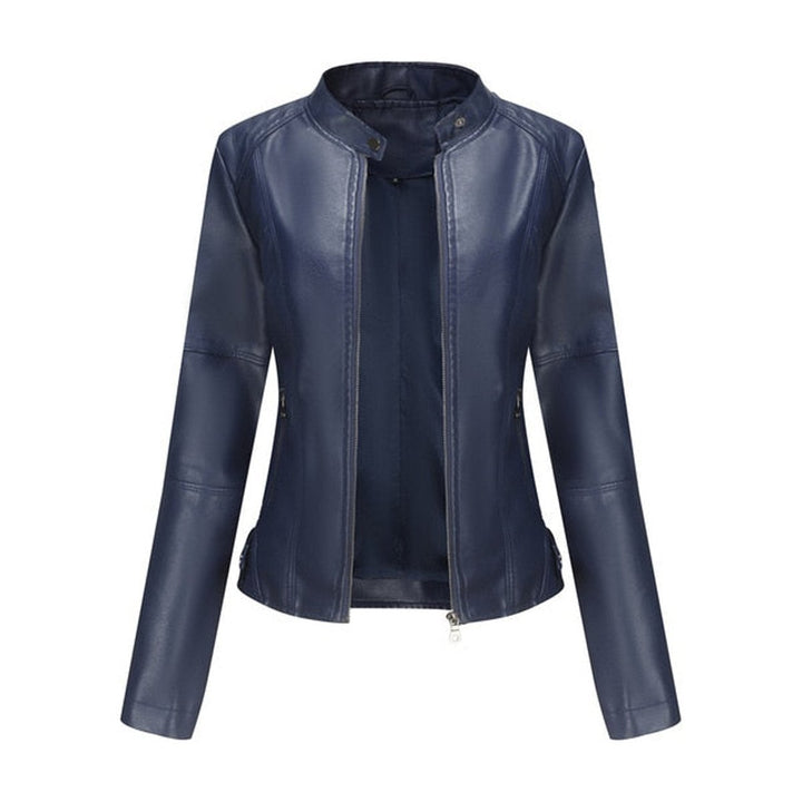 Florence | Cropped Faux Leather Jacket – Stylish Zip-Up for Women
