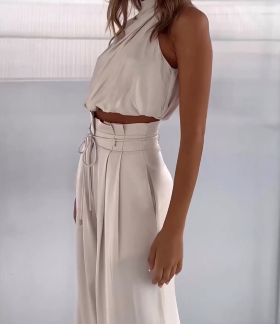 Carmela | Refined Sleeveless Tailored Two Piece Set