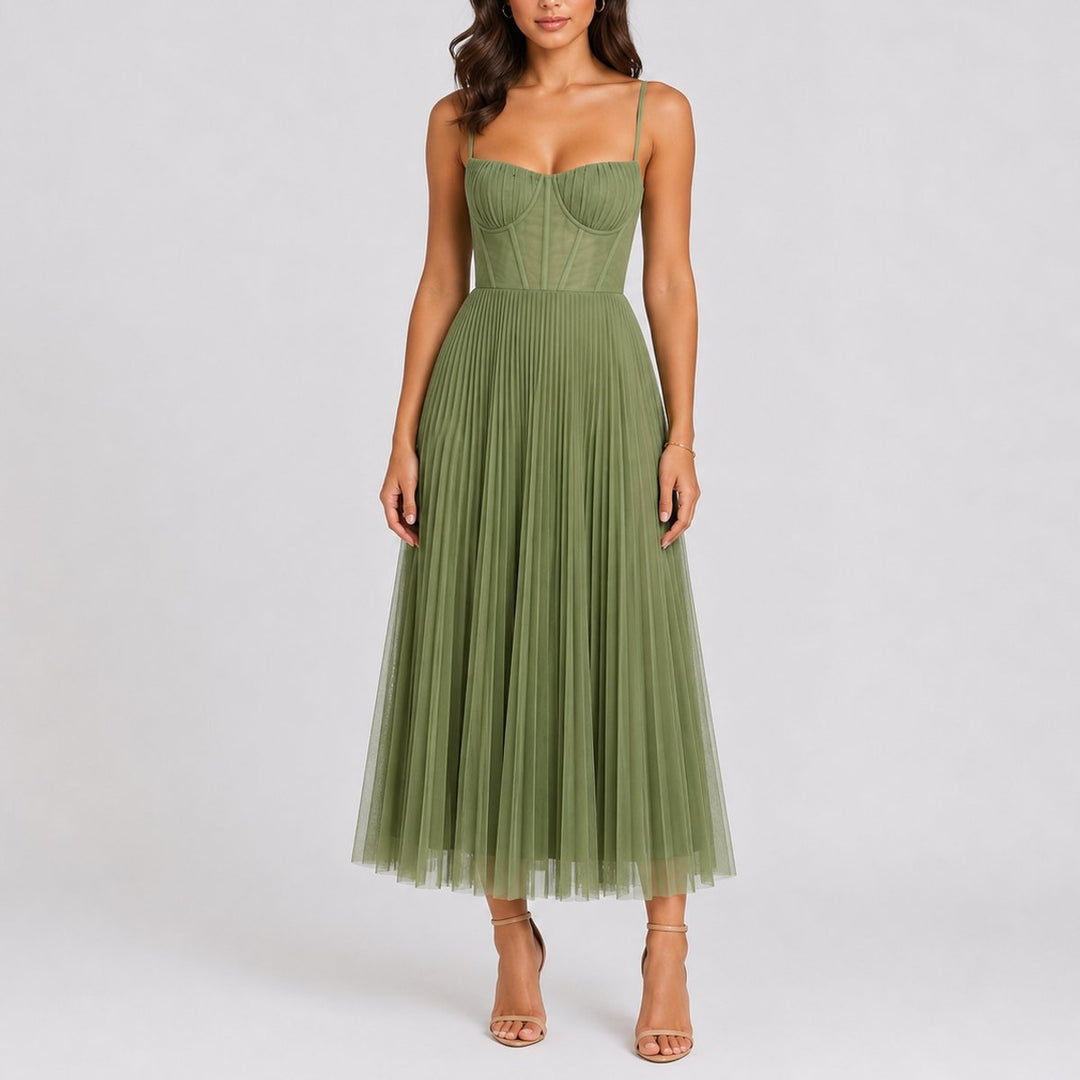 Penelope | Fall Wedding Pleated Tulle Midi Dress