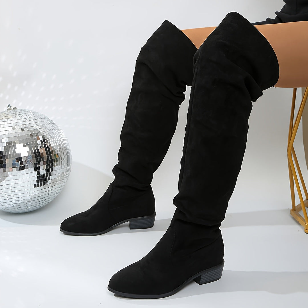 Jolie | Slouchy Suede-Like Knee High Boots