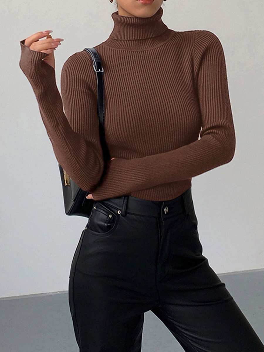 Marie | Turtleneck Sweater – Chic Ribbed Style for Women