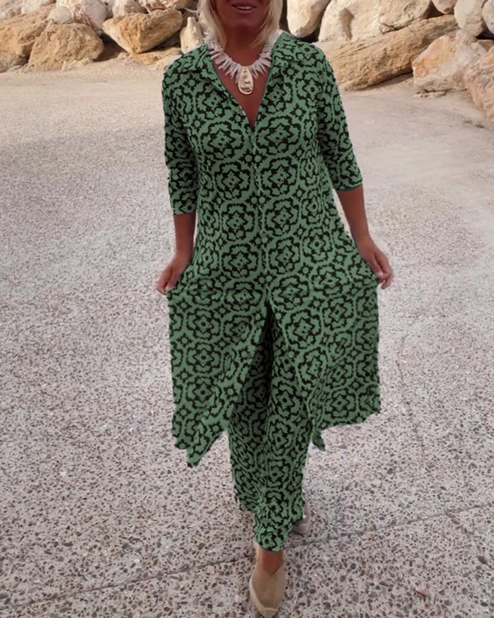 Stella | Stylish Printed Tunic And Wide-Leg Pants Set