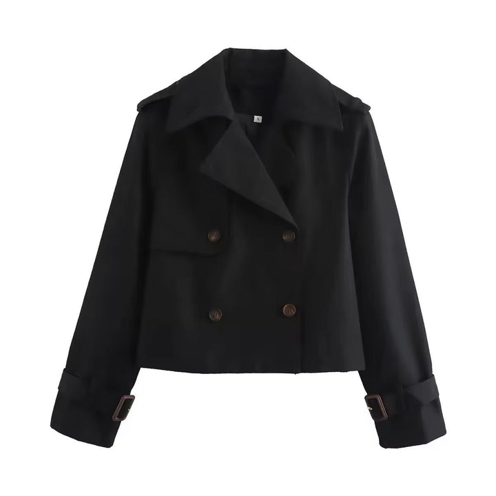 Isabelle | Elegant Double-Breasted Cropped Trench Coat