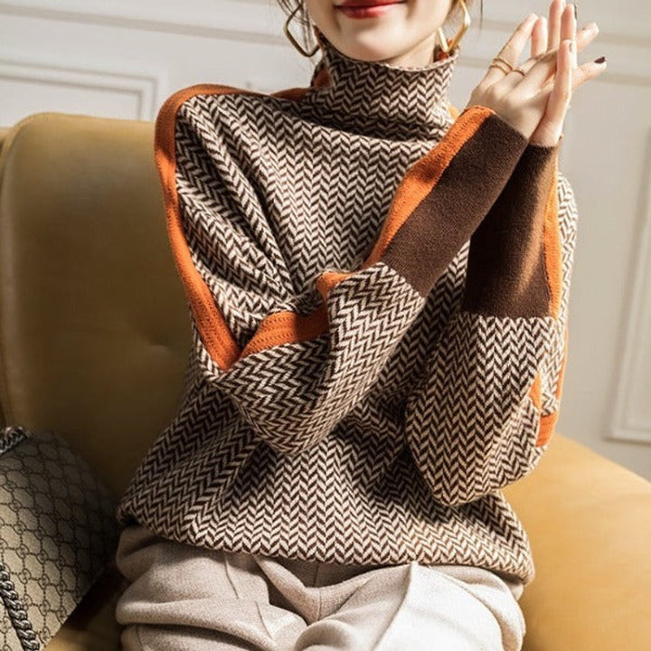 Amelie | Turtleneck Sweater – Oversized Houndstooth Style
