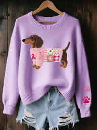 Marina | Playful Dachshund Knitted Sweater with Cozy Oversized Style