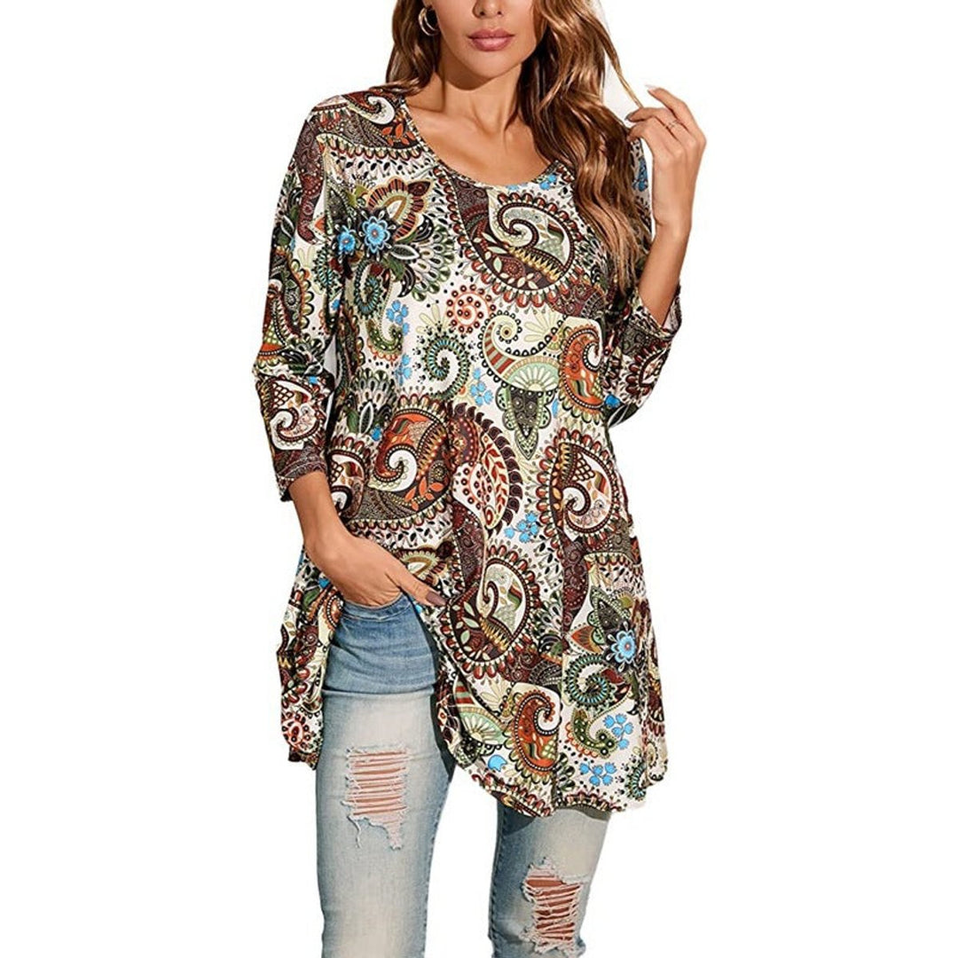 Lydia | Artistic Mandala Print A-Line Tunic Top