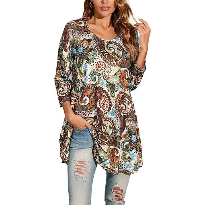 Lydia | Artistic Mandala Print A-Line Tunic Top