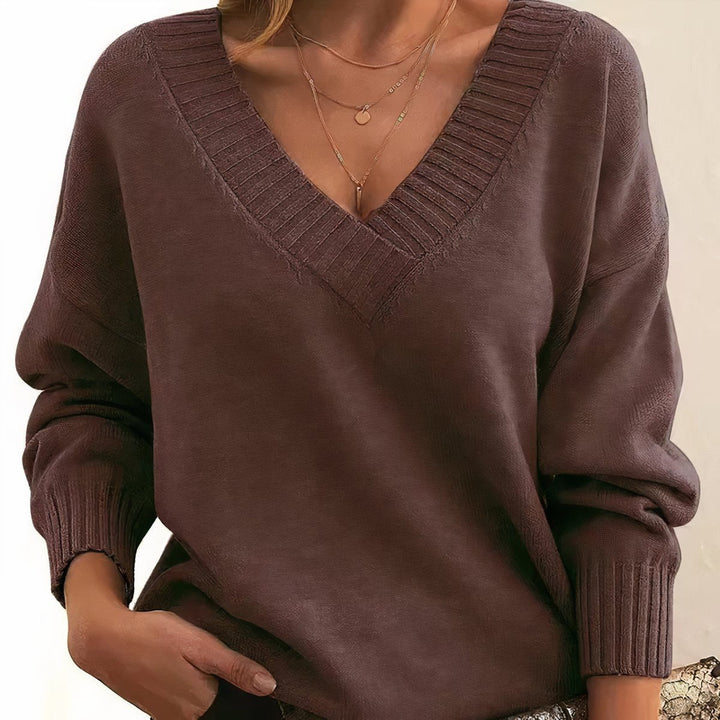 Liora | Cashmere-Blend Knit Sweater – Timeless V-Neck Style for Women