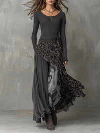 Aurelia | Stylish Leopard Print Long-Sleeved Maxi Dress