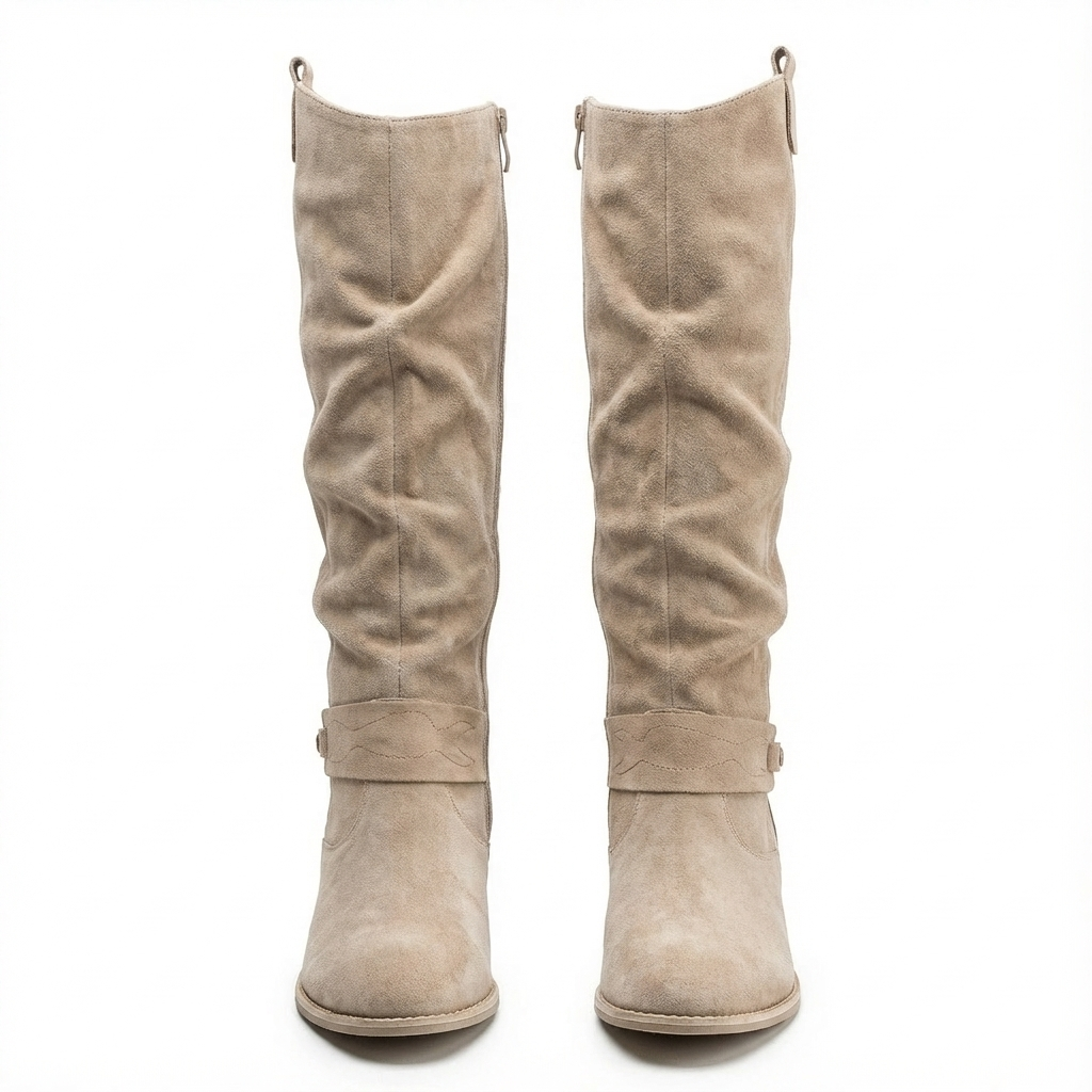 Laura | Stylish Ankle Strap Slouchy Knee High Boots