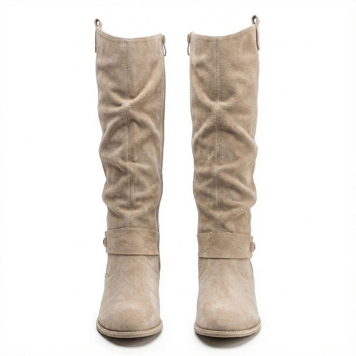 Laura | Stylish Ankle Strap Slouchy Knee High Boots