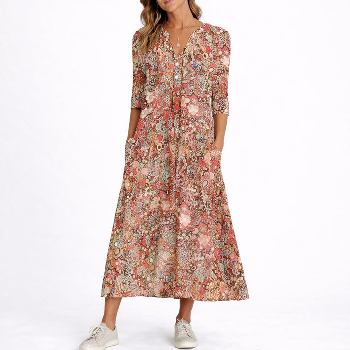 Clara | Klassisches florales Midikleid für Herbsthochzeiten