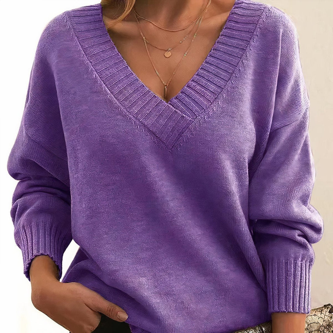 Liora | Cashmere-Blend Knit Sweater – Timeless V-Neck Style for Women