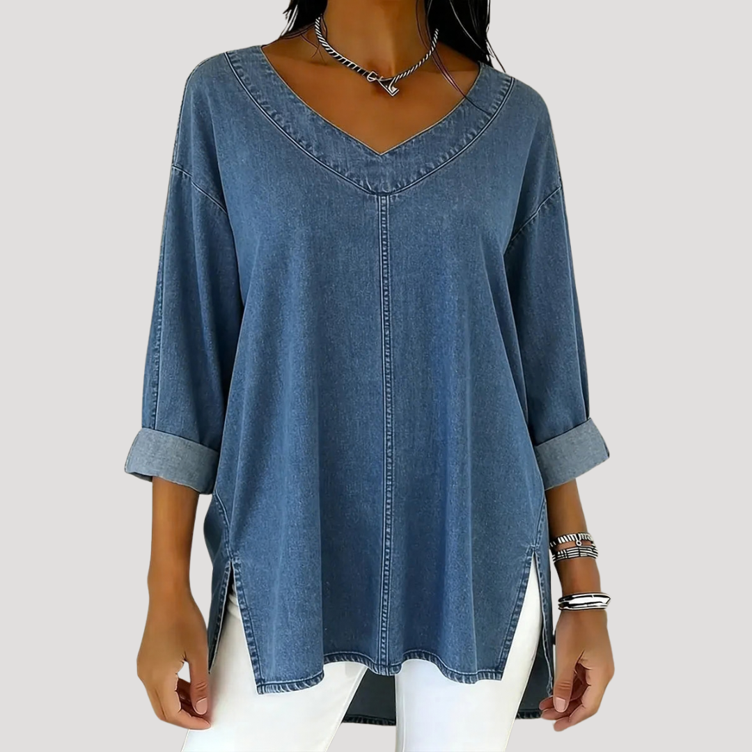Harper | Elegant And Relaxed V-Neck Longline Tunic Top