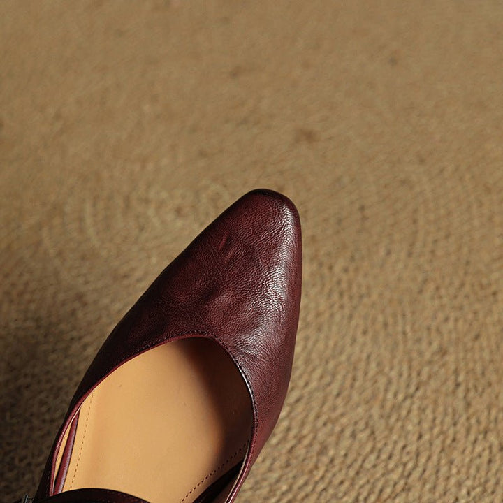 Grace | Elegant Pointed-Toe Leather Mary Jane Mules