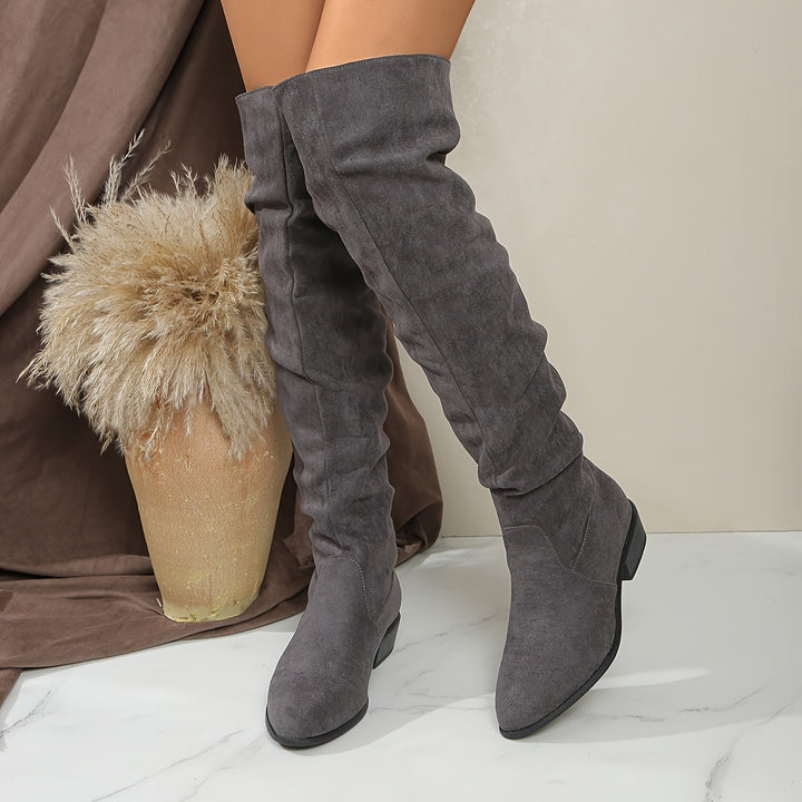 Jolie | Slouchy Suede-Like Knee High Boots