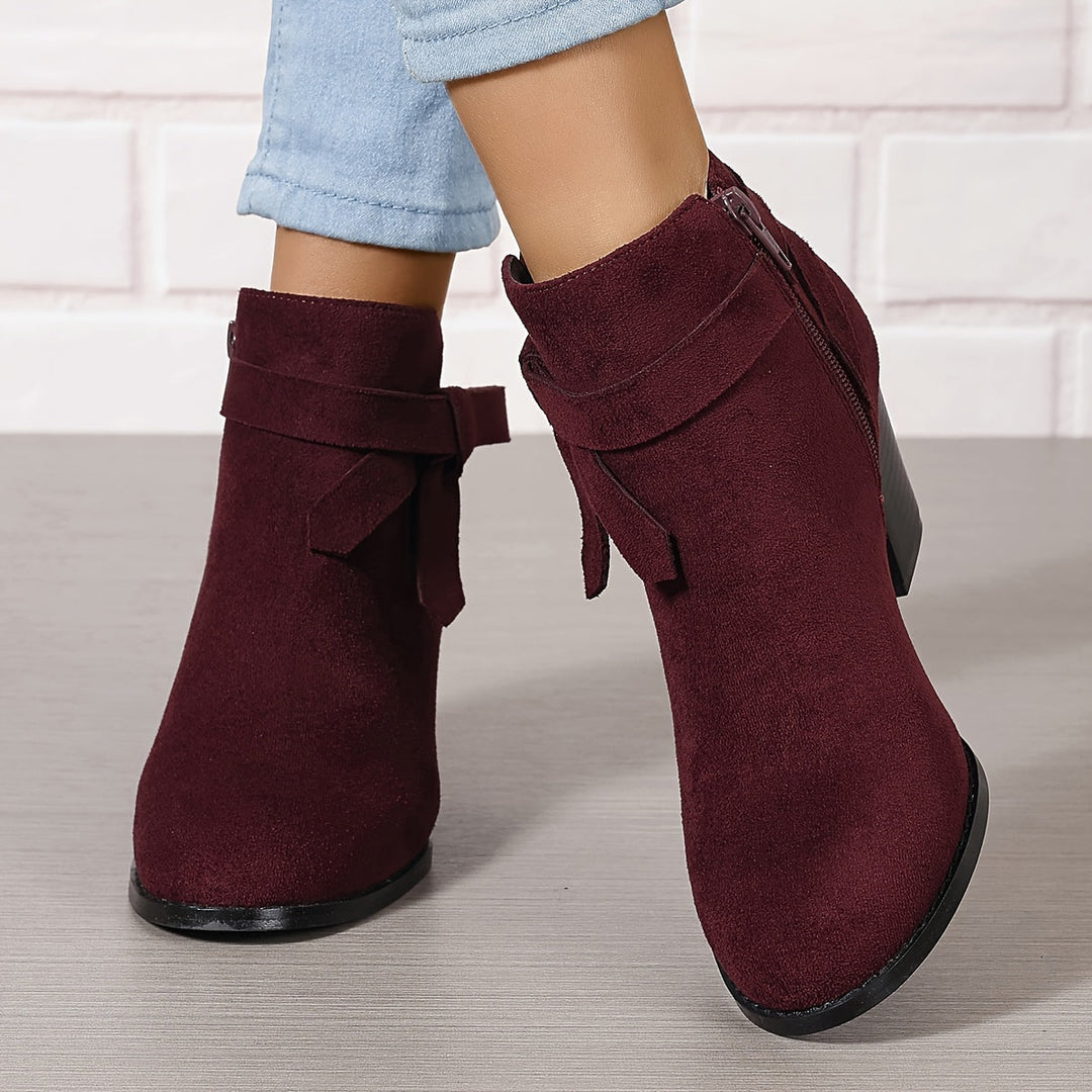 Heloise | Block Heel Ankle Boots with Bow Detail for Women