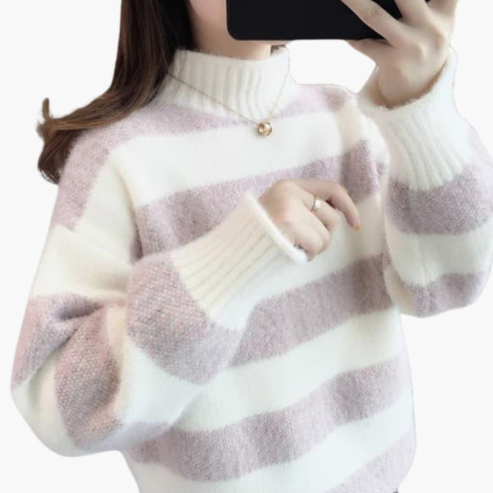 Sarina | Sweater with Roll Neck and Striped Design for Women