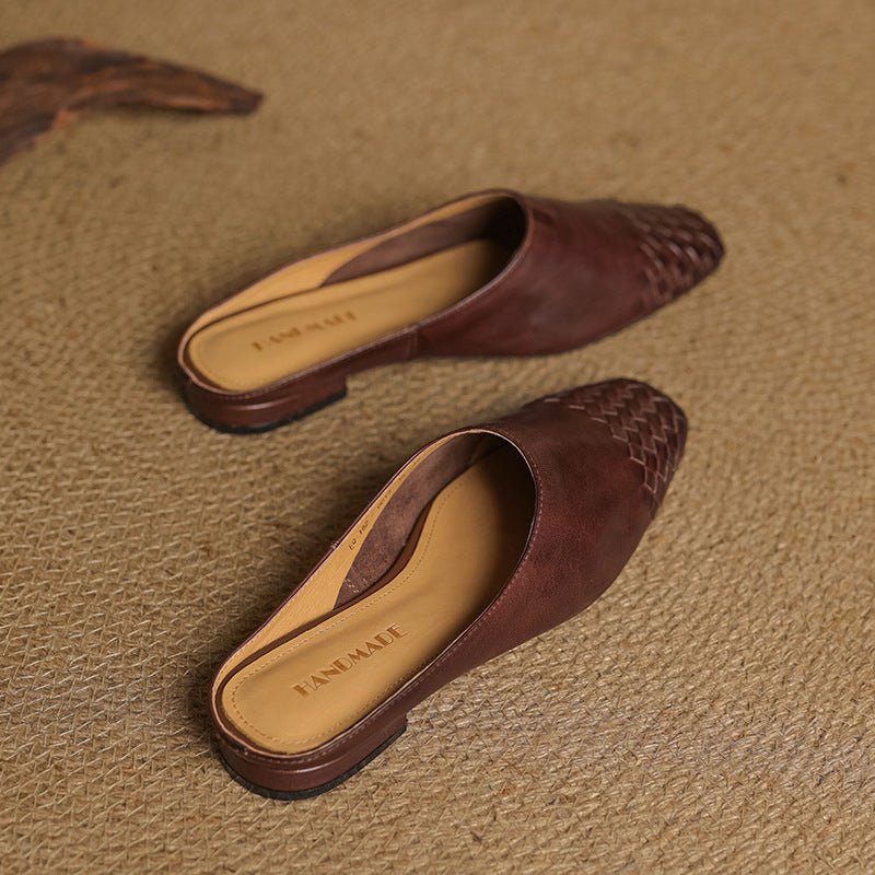 Andrea | Luxurious Leather Woven Slip-On Mules