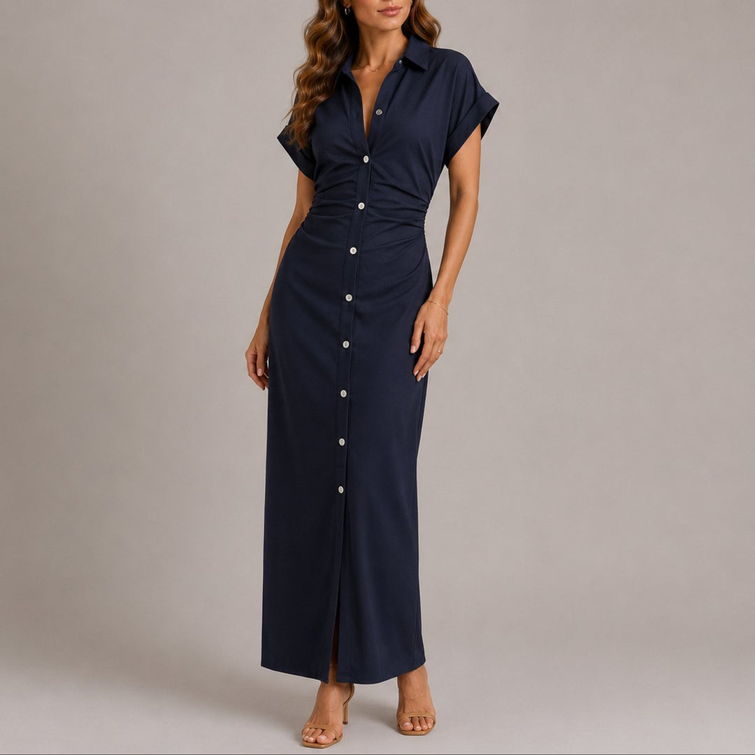 Freya | Stylish Fall Wedding Maxi Shirt Dress