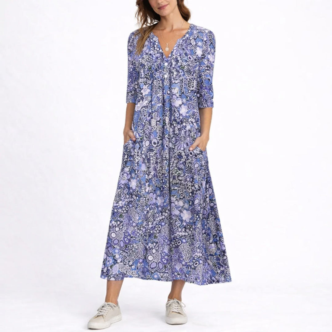 Clara | Klassisches florales Midikleid für Herbsthochzeiten